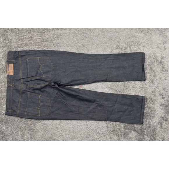 Y2K Baggy LRG Mens Straight Jeans Blue Cotton 34x30 Dark Wash Baggy - Picture 3 of 9